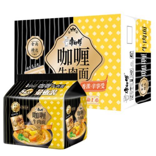 康师傅咖喱牛肉面 - 经典五连包(6提/箱)